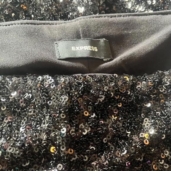 Express Black Sequin Flare Pants MEDIUM - Picture 4 of 7